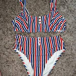 Red white and blue striped bikini